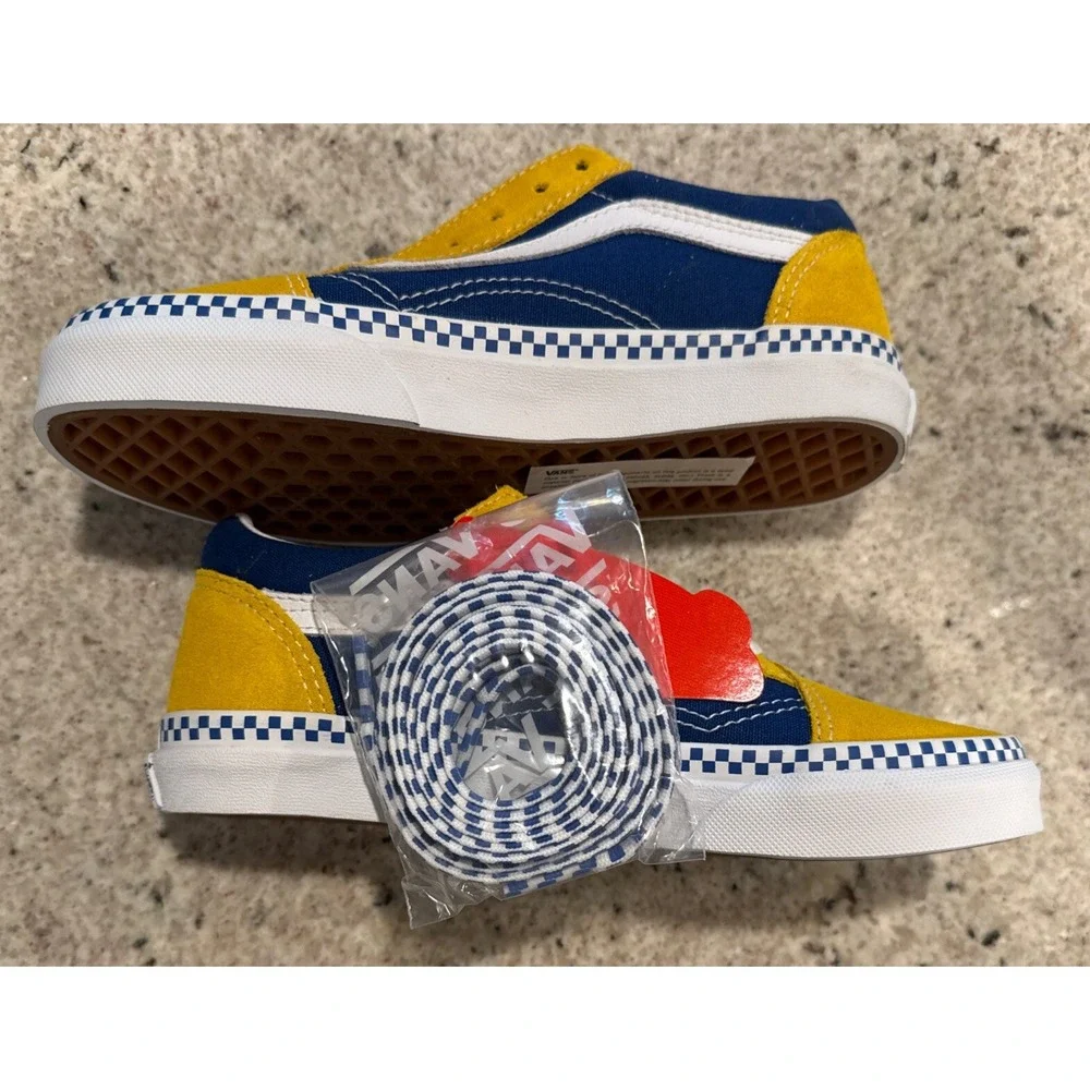 Vans off the wall Kids shoes Sneakers size 3.0 Blue Yellow White 721356‎